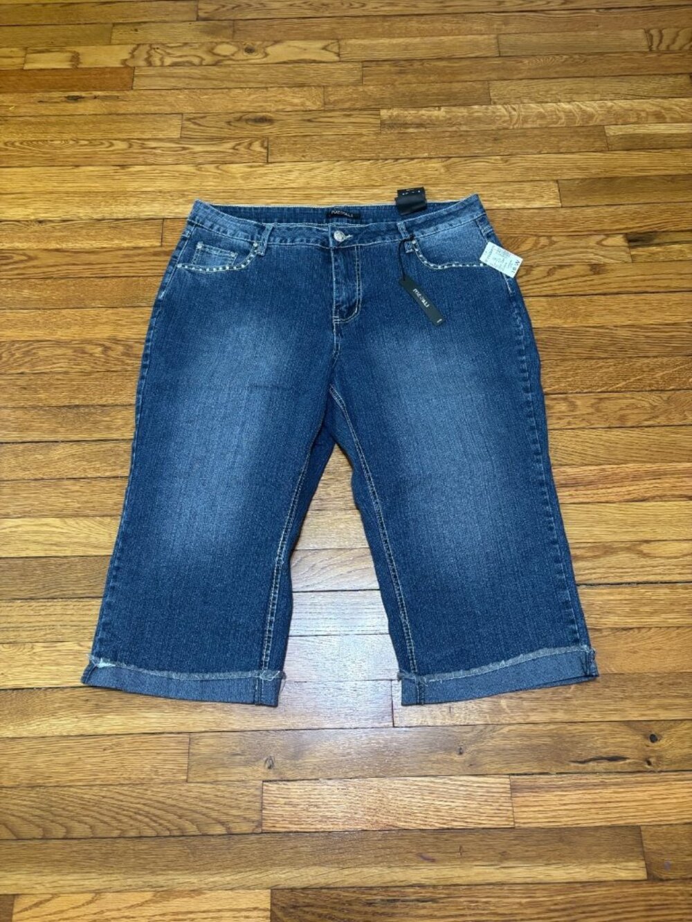 Roz & Ali Dressbarn Womens Capri Jeans Plus Sz 18W Blue Stretch Denim Pants NWT